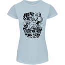 Coffee Raises Me from the Dead Skull Womens Petite Cut T-Shirt Light Blue
