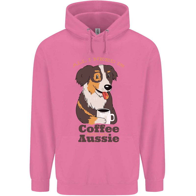 Coffee & Aussie Australian Shepherd Funny Dog Mens 80% Cotton Hoodie Azelea