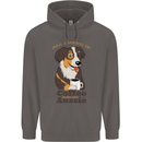 Coffee & Aussie Australian Shepherd Funny Dog Mens 80% Cotton Hoodie Charcoal
