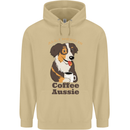 Coffee & Aussie Australian Shepherd Funny Dog Mens 80% Cotton Hoodie Sand