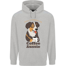Coffee & Aussie Australian Shepherd Funny Dog Mens 80% Cotton Hoodie Sports Grey