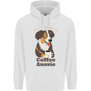Coffee & Aussie Australian Shepherd Funny Dog Mens 80% Cotton Hoodie White