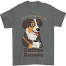 Coffee & Aussie Australian Shepherd Funny Dog Mens T-Shirt 100% Cotton Charcoal