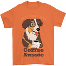 Coffee & Aussie Australian Shepherd Funny Dog Mens T-Shirt 100% Cotton Orange