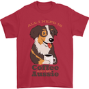 Coffee & Aussie Australian Shepherd Funny Dog Mens T-Shirt 100% Cotton Red