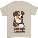 Coffee & Aussie Australian Shepherd Funny Dog Mens T-Shirt 100% Cotton Sand