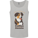 Coffee & Aussie Australian Shepherd Funny Dog Mens Vest Tank Top Sports Grey