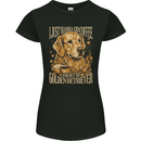 Coffee and Golden Retriever Funny Dog Womens Petite Cut T-Shirt Black