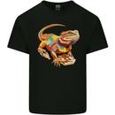 Colour Bearded Dragon Mens Cotton T-Shirt Tee Top Black
