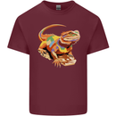 Colour Bearded Dragon Mens Cotton T-Shirt Tee Top Maroon