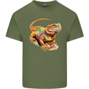 Colour Bearded Dragon Mens Cotton T-Shirt Tee Top Military Green