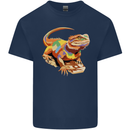 Colour Bearded Dragon Mens Cotton T-Shirt Tee Top Navy Blue