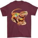 Colour Bearded Dragon Mens T-Shirt 100% Cotton Maroon