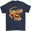 Colour Bearded Dragon Mens T-Shirt 100% Cotton Navy Blue