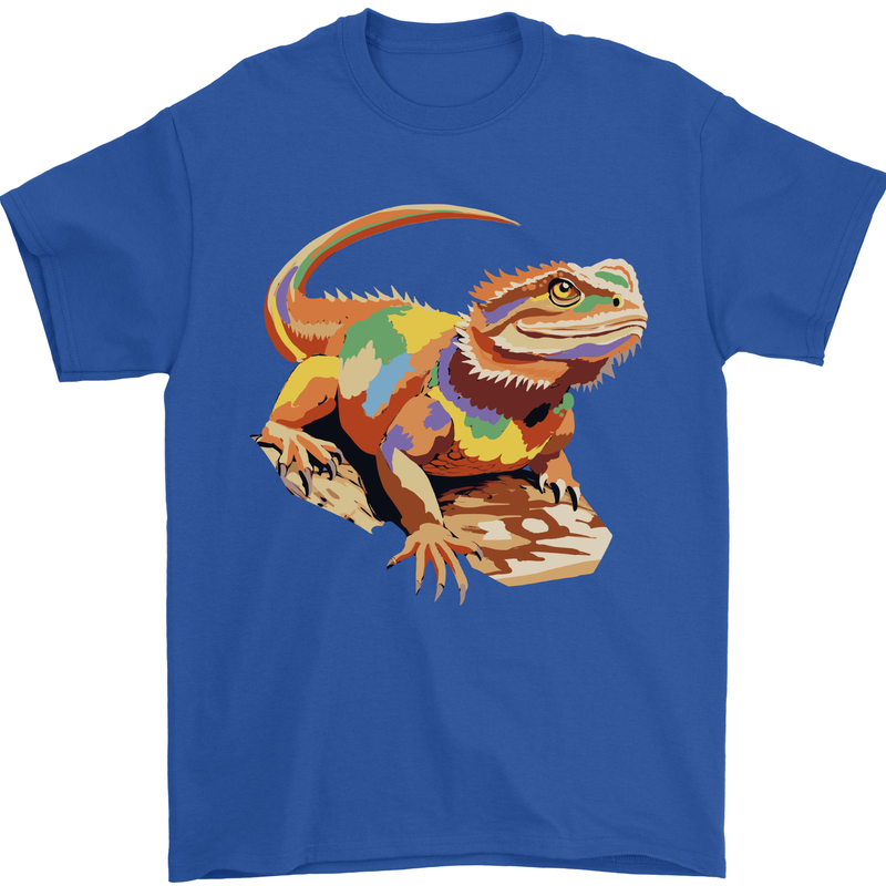 Colour Bearded Dragon Mens T-Shirt 100% Cotton Royal Blue