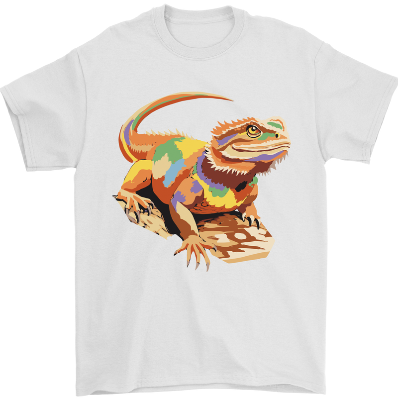 Colour Bearded Dragon Mens T-Shirt 100% Cotton White