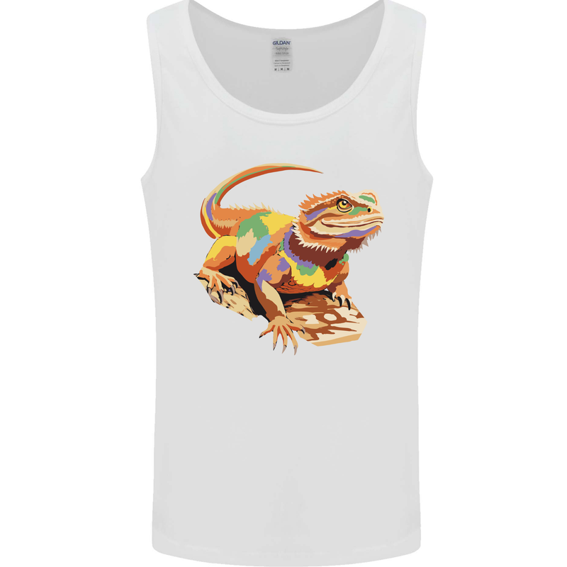 Colour Bearded Dragon Mens Vest Tank Top White