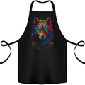 Colourful Fantasy Wolf Face Cotton Apron 100% Organic Black