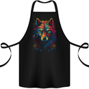 Colourful Fantasy Wolf Face Cotton Apron 100% Organic Black