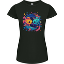 Colourful Kawaii Pisces Star Sign Zodiac Fish Womens Petite Cut T-Shirt Black