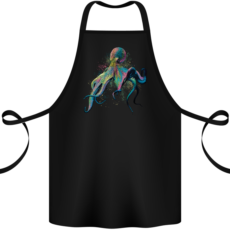 Colourful Octopus Ocean Life Scuba Diving Cotton Apron 100% Organic Black