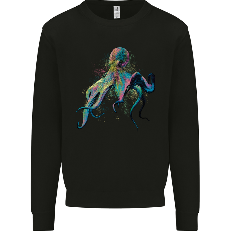 Colourful Octopus Ocean Life Scuba Diving Mens Sweatshirt Jumper Black