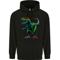 Colourful T-Rex Dinosaur Mens 80% Cotton Hoodie Black