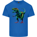 Colourful T-Rex Dinosaur Mens Cotton T-Shirt Tee Top Royal Blue
