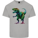 Colourful T-Rex Dinosaur Mens Cotton T-Shirt Tee Top Sports Grey