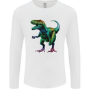 Colourful T-Rex Dinosaur Mens Long Sleeve T-Shirt White