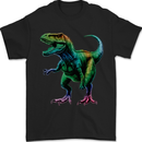 Colourful T-Rex Dinosaur Mens T-Shirt 100% Cotton Black