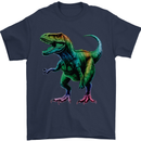 Colourful T-Rex Dinosaur Mens T-Shirt 100% Cotton Navy Blue