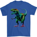 Colourful T-Rex Dinosaur Mens T-Shirt 100% Cotton Royal Blue