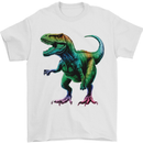 Colourful T-Rex Dinosaur Mens T-Shirt 100% Cotton White
