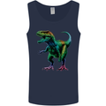 Colourful T-Rex Dinosaur Mens Vest Tank Top Navy Blue
