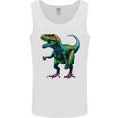 Colourful T-Rex Dinosaur Mens Vest Tank Top White