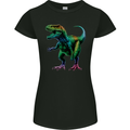 Colourful T-Rex Dinosaur Womens Petite Cut T-Shirt Black