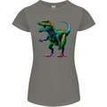 Colourful T-Rex Dinosaur Womens Petite Cut T-Shirt Charcoal