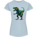 Colourful T-Rex Dinosaur Womens Petite Cut T-Shirt Light Blue