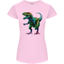 Colourful T-Rex Dinosaur Womens Petite Cut T-Shirt Light Pink