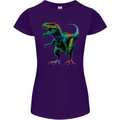 Colourful T-Rex Dinosaur Womens Petite Cut T-Shirt Purple