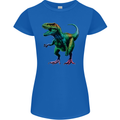 Colourful T-Rex Dinosaur Womens Petite Cut T-Shirt Royal Blue