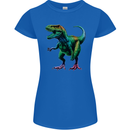 Colourful T-Rex Dinosaur Womens Petite Cut T-Shirt Royal Blue