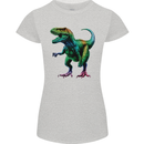 Colourful T-Rex Dinosaur Womens Petite Cut T-Shirt Sports Grey