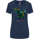 Colourful T-Rex Dinosaur Womens Wider Cut T-Shirt Navy Blue