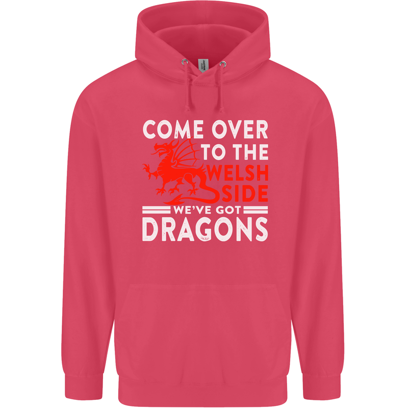 Come to the Welsh Side Dragons Wales Rugby Childrens Kids Hoodie Heliconia