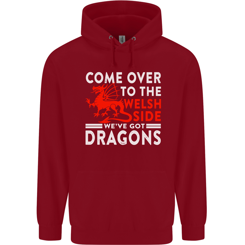 Come to the Welsh Side Dragons Wales Rugby Childrens Kids Hoodie Red