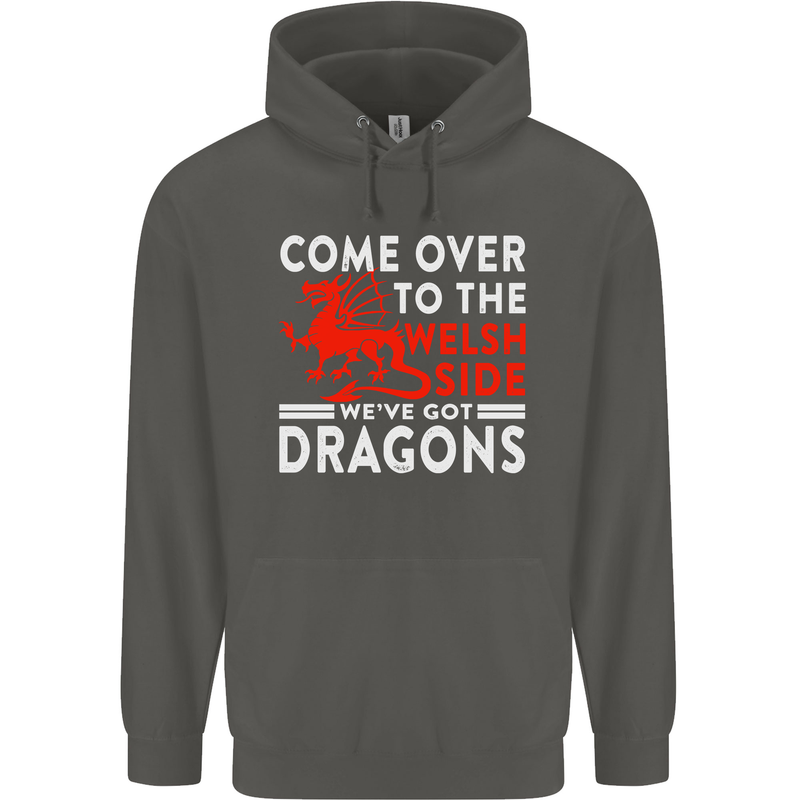 Come to the Welsh Side Dragons Wales Rugby Childrens Kids Hoodie Storm Grey