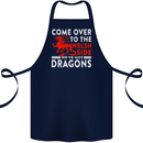 Come to the Welsh Side Dragons Wales Rugby Cotton Apron 100% Organic Navy Blue