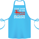 Come to the Welsh Side Dragons Wales Rugby Cotton Apron 100% Organic Turquoise
